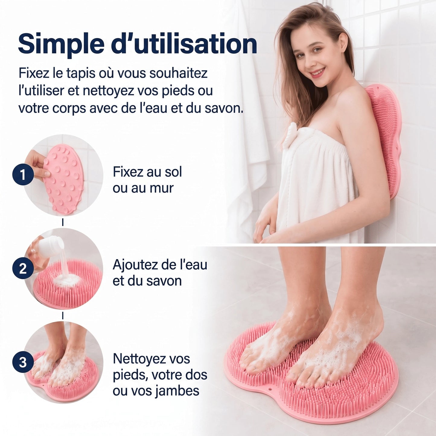 Tapis exfoliant pour les pieds et le corps sous la douche