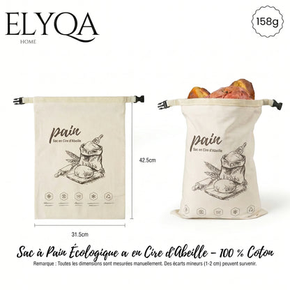 Sac à pain bio en cire d'abeille – 100 % coton et cire d'abeille