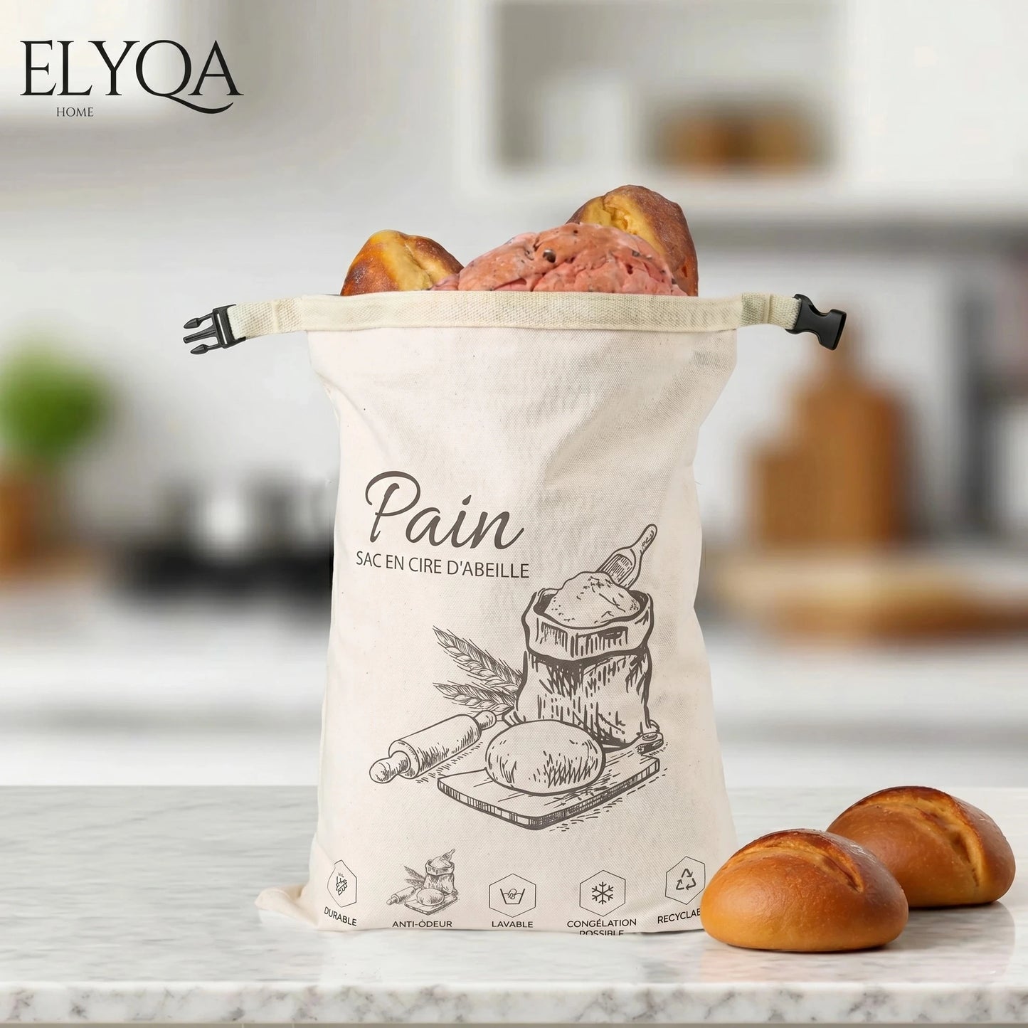 Sac à pain bio en cire d'abeille – 100 % coton et cire d'abeille